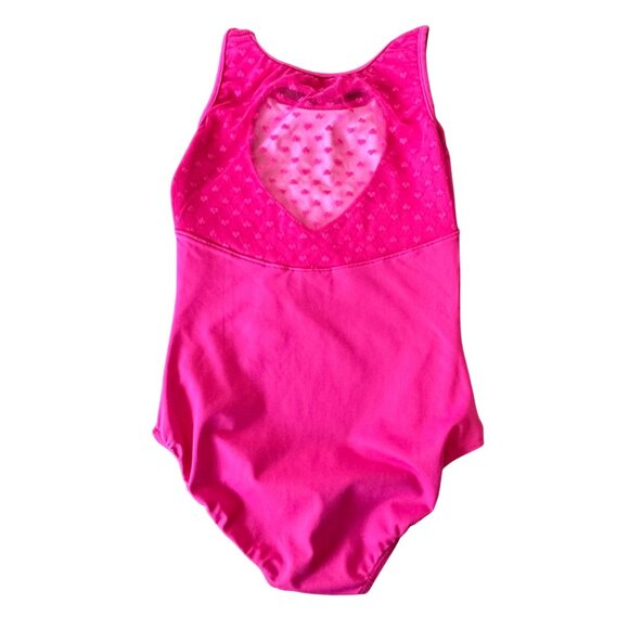 Bloch Other - BLOCH Miame Love Heart Ballet Leotard Girls 8-10 Pink Leo Mesh Back Valentine's